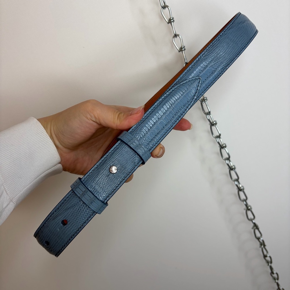 Acne Light Blue Textured Leather Belt size S - Picture 2 of 9